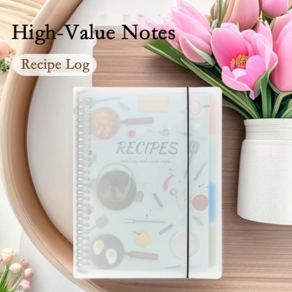 INF Journal de Recettes Bleu Clair - Classeur de Cuisine DIY pour 160 Recettes