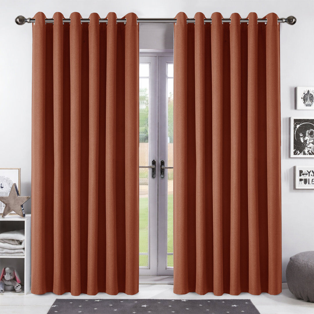 Aspire Homeware Linen 100% Blackout Curtain Pair for Maximum Privacy and Light Control Rust 168cm Width x 228cm Drop