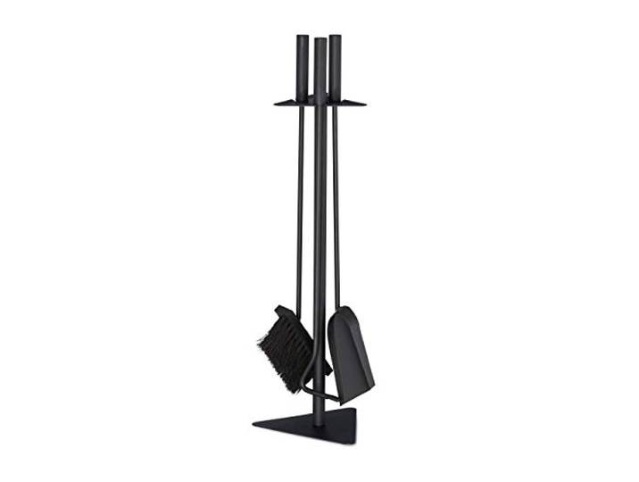 Relaxdays Ensemble serviteur de cheminée 4 pièces Acier Accessoire Pelle Balai Support tisonnier\, Noir