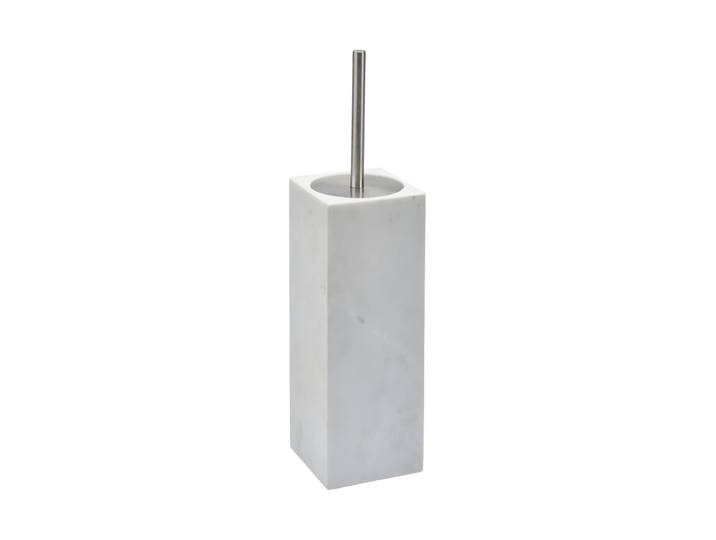 Design Toilettenbürstenhalter „Hammam“ aus Marmor, Weiss Weiss, Silber Aquanova