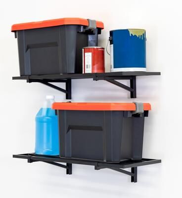 StoreYour 1' x 2' Bristol Garage Wall Mount Shelves - 2-Pack - Black - 1'x2'