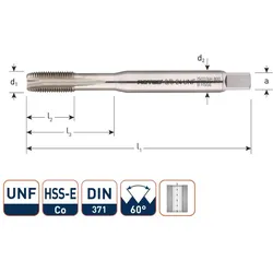 Rotec, Gewindeschneider + Gewindebohrer, 339.0140 HSSE 800 M.Gewindebohrer UNF 1/4-28
