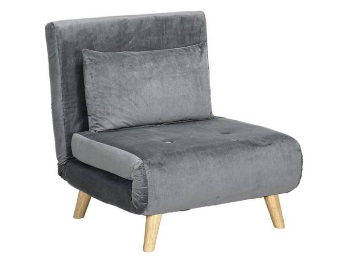 Lit Pliant d'Appoint Velours Gris - Dossier Réglable 125kg Confort Intégré