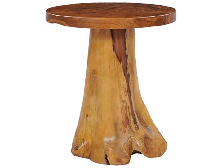 Tmriohed Couchtisch Massivholz Teak Rund 40x40 cm Beistelltisch Natur Handgefertigter Beistelltisch aus Teak-Wurzelholz für Wohnzimmer und Lounge, mit stabiler 3 cm runder Tischplatte.