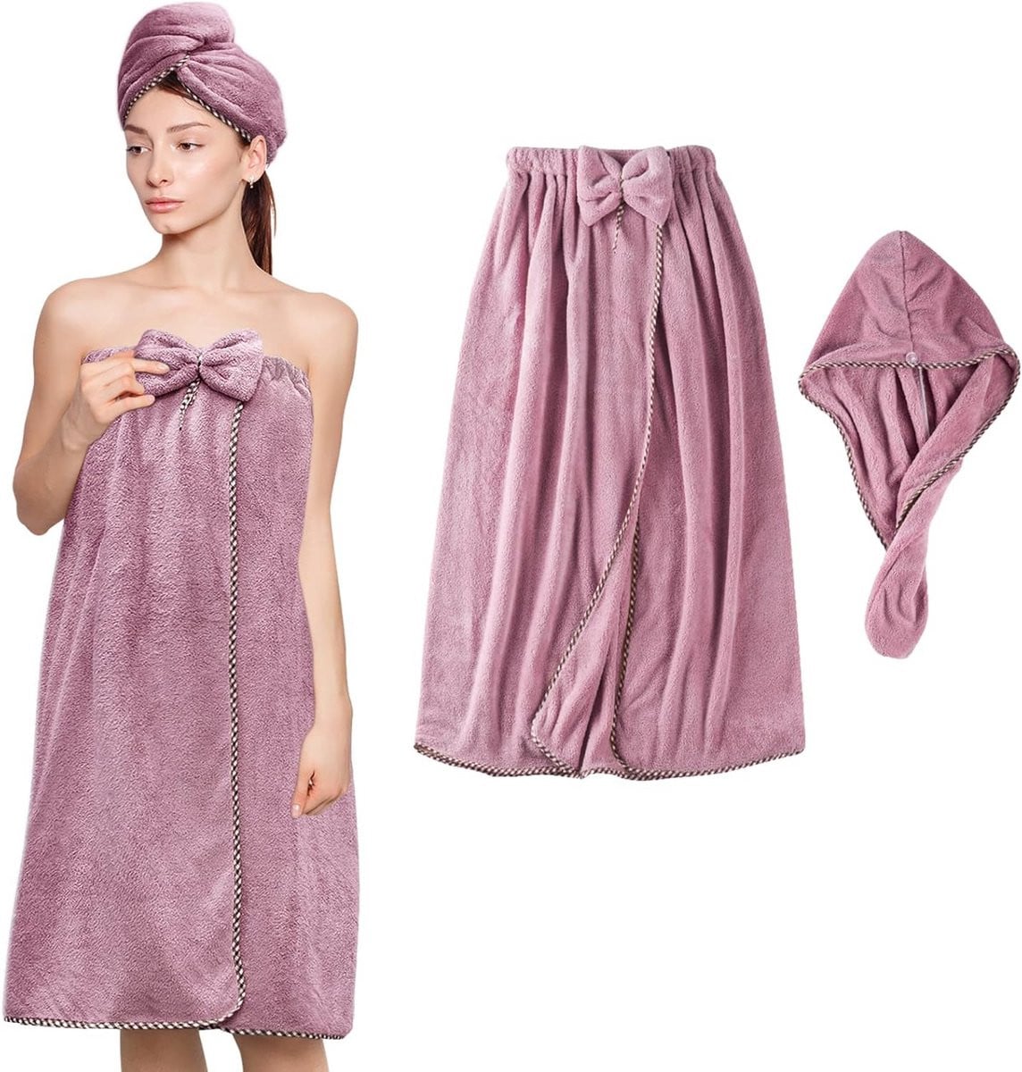 Super absorberende microvezel badhanddoek wrap voor dames - Verstelbare zachte body wrap en haarhanddoek