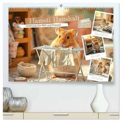 Hamsti Haushalt - Ordnung mit Pfiff und Flausch (hochwertiger Premium Wandkalender 2027 DIN A2 quer), Kunstdruck in Hochglanz
