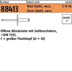 Blindniete R 88413 großer FLAKO 4,8x13,5 Niet Sta verz./Dorn Sta verz. 250St.