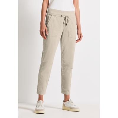 Cordhose STREET ONE, Damen, Gr. 44, Länge 28, beige (malted beige), Web, 98% Baumwolle, 2% Elasthan, unifarben, loose fit knöchelfrei, Hosen Cordhose, Middle Waist