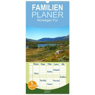 Familienplaner 2027 - Norwegen PUR mit 5 Spalten (Wandkalender, 21 x 45 cm) CALVENDO