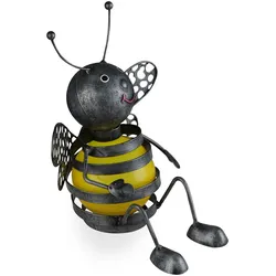 Solar Biene Außenleuchte Biene Deko Gartenfiguren für Außen Metall, Akku schwarz gelb, 1x LED 0,06 Watt, H 25 cm, Garten