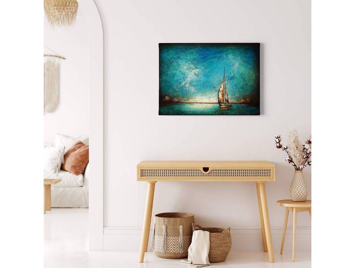 Impression sur toile Alone boat Polyester PVC / Épicéa Bleu 70 x 50cm