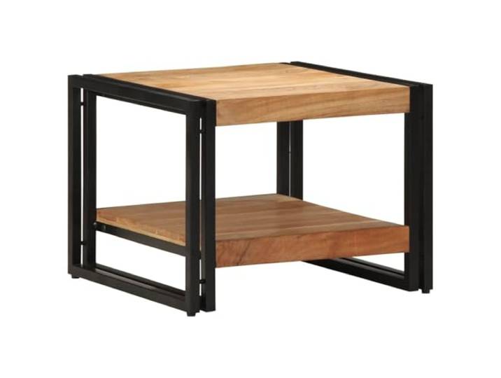 HEFZGDB Massivholz Akazie Couchtisch 50x50x38 cm mit robustem Eisengestell für Innen- und Außenbereich, Stabiler Beistelltisch, langlebiges Wohnzimmermöbel, Pflegeleichte