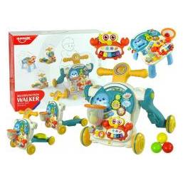Lean Toys 4in1 Pushchair Learning Table Scooter Bike For Baby Blue (67528609)