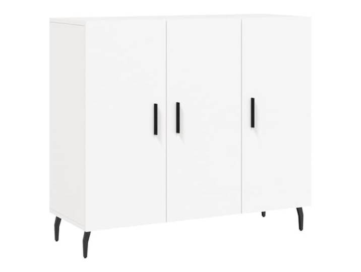 GHVBNMF Sideboard Weiß 90x34x80 cm Kommode mit Türen Holzwerkstoff Stilvoller Beistellschrank für Wohnzimmer und Flur mit stabilen Metallbeinen und viel Platz hinter praktischen Türen.