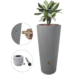 4rain VASO 2in1 DECOR Regentonnen Komplett-Set 220 L zinkgrau