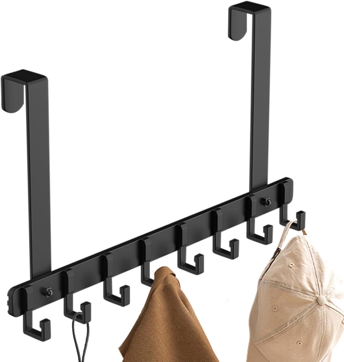 Merkloze Deurhaken - Ophangrek Organizer met 8 Haken - Zwart