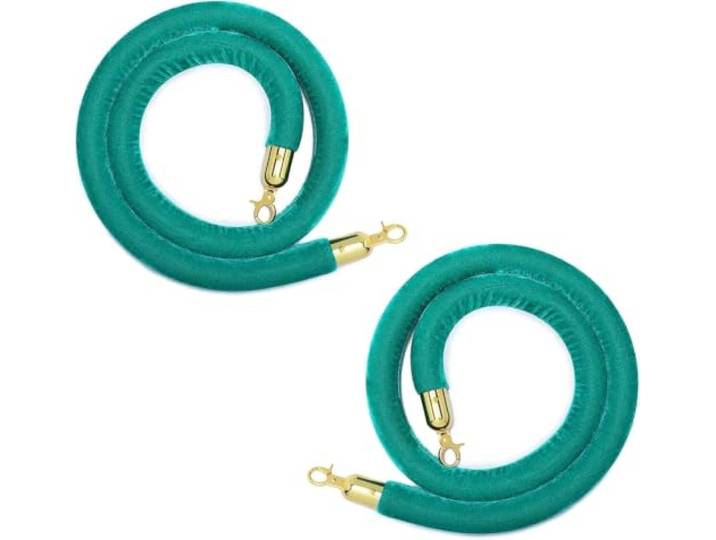 2er-Set Samt-Absperrseile, Goldhaken, 5 Farben, 12 Längen, 32 mm Weicher Samtbezug mit Schaumstoffkern für Verkaufstheken, Hochzeiten, Hotels, Schulen, Veranstaltungen und Warteschlangen