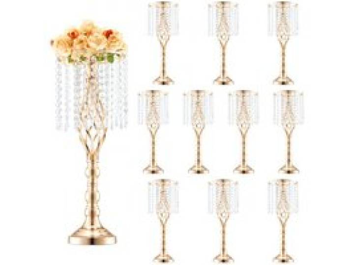 VEVOR 10 Stück 55 cm hoher Blumenständer aus Kristallglas für Hochzeiten, Metallvase für Hochzeitsmittelstücke, goldene Blumenhalter, Blumenständer für Tische, Hochzeitsessen, Partys, Zeremonien, Geburtstagsveranstaltungen