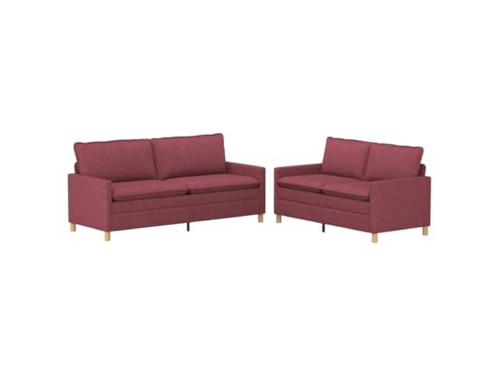 Todiikf Sofagarnitur 2-Teilig Weinrot Stoff Couch Set Fuer Wohnzimmer Bequeme Polstergarnitur mit stabilem Metallrahmen, flachen Armlehnen und waschbaren Kissenbezuegen fuer Ihr Wohnzimmer.