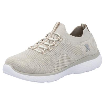 Slip-On Sneaker RIEKER, Damen, Gr. 40, Textil, beige (hellbeige), Schuhe Sneaker, Slipper, Freizeitschuh, Schlupfschuh mit Elastik-Einstieg