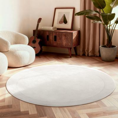 Teppich VILLEROY & BOCH "Wollteppich Kivi", weiß (natur creme), H:17mm Ø:200cm, Nylon, Wolle, Teppiche, Teppich, Handgewebt, Wolle, Bordüre, Einfarbig, Läufer, Wohnzimmer, Organisch