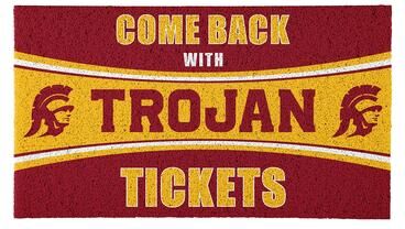Evergreen "University of Southern California 28 in. x 16 in. PVC ""Come Back With Tickets"" Trapper Door Mat"