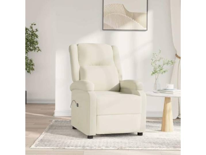 Samt Elektrische Liegefunktion 3 Positionen Mit Fernbedienung Creme Elektrischer Relaxsessel Creme Samt mit Liegefunktion und Fernbedienung, 3 Positionen, TV-Sessel für Wohnzimmer und