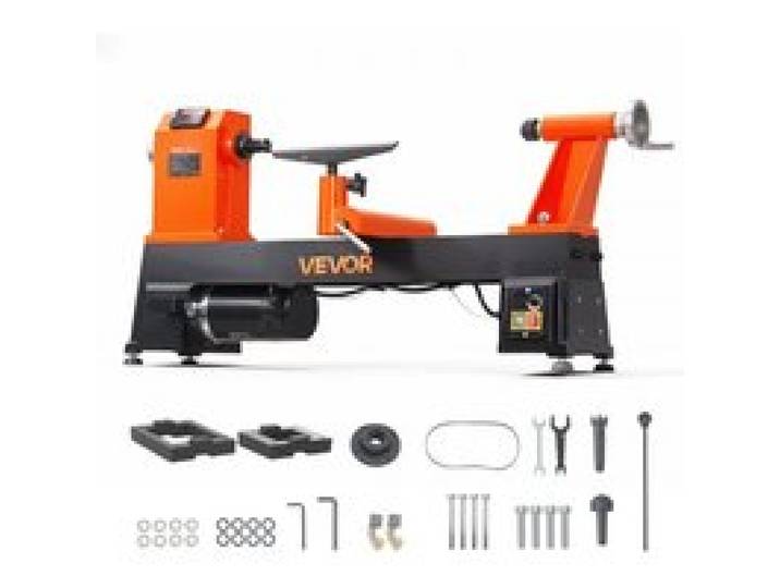 VEVOR Drechselbank 355 x 508 mm 750 W 1 PS Holzdrehmaschine 150-3500 U/min für Tischbeine und Spazierstöcke, Robuster Gusseisenrahmen, Überstromschutz, Erhöhungsblock und Zubehör für Holzarbeiten