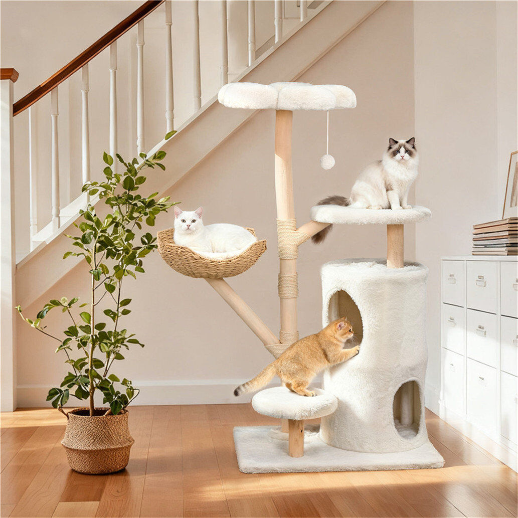 Archie & Oscar Cat Tree White 136cm H X 76.5cm W X 53cm D