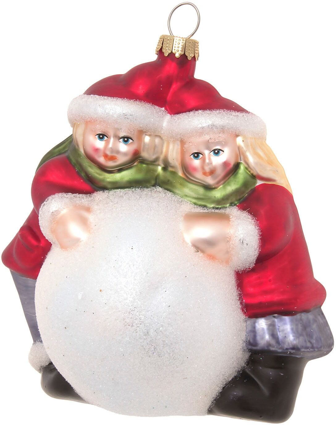 Christbaumschmuck KREBS GLAS LAUSCHA "Spielende Kinder, Multicolor, 12cm", rot, B:14,5cm H:6cm T:8,5cm, Glas, Weihnachtsbaumschmuck, Christbaumschmuck, Christbaumschmuck aus Glas, mundgeblasen, handgefertigt, Figuren