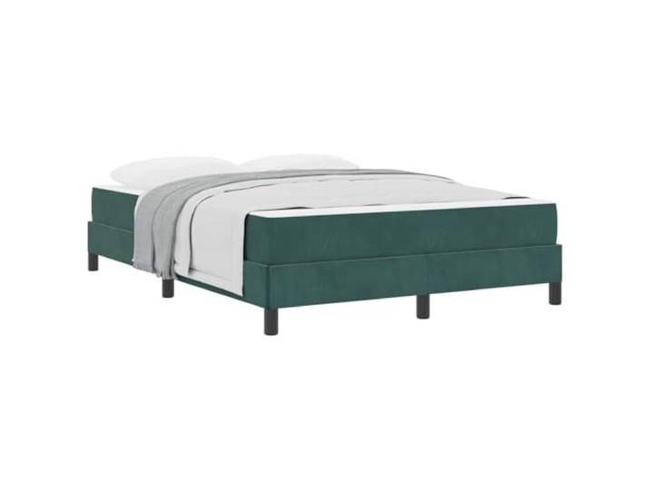 PUGYNBK Boxspringbett, 160 x 220 cm, mit Matratze, Dunkelgrün Mit Stoff bezogen, Massivholzrahmen, Taschenfederkerne, mittlere Festigkeit