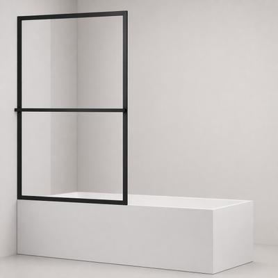 Badewannenaufsatz WELLTIME "Block", schwarz, B:90cm H:140cm, Duschwände, 6mm ESG und Antikalkversiegelung,extra schlanker Rahmen
