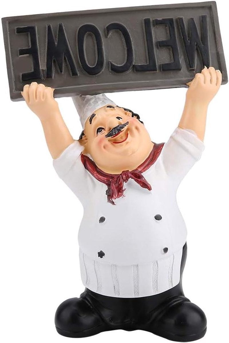 Handgemaakt Chef Beeldje Miniatuur Kok Keuken Decoratie Multicolor Hoogte: 20,5 cm