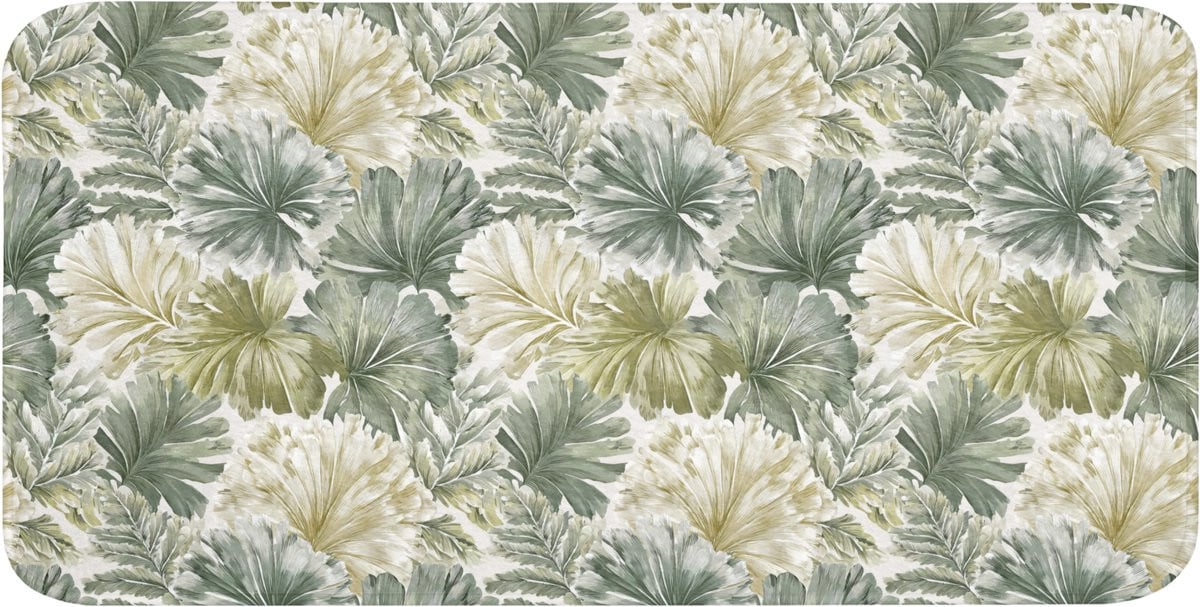 Groene botanische badmat met bladeren en antislip, 120 x 60 cm