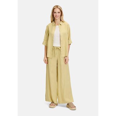 Kurzarmbluse CARTOON "Damen mit Kragen", Damen, Gr. 38, grün (weeping willow), Obermaterial: 100% Leinen, lässig geschnitten normal, Blusen