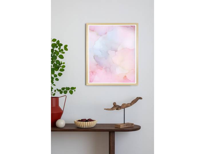 Bild mit Rahmen QUEENCE Wandkunst in Pastell , farbe rahmen: braun, B:30cm H:40cm T:2,5cm, Holz, Papier, Plexiglas, Bilder, Bild mit Rahmen, Kunstdruck in Pastell mit einem Echtholzrahmen