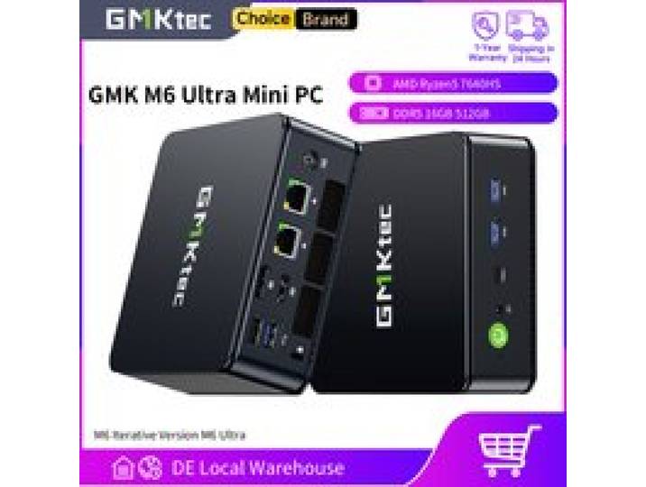GMKtec M6 Ultra Mini PC AMD Ryzen5 7640HS Mini-computer 16GB RAM 512GB PCIe3.0 SSD Windows 11 Pro Dual 2.5G LAN Desktop PC
