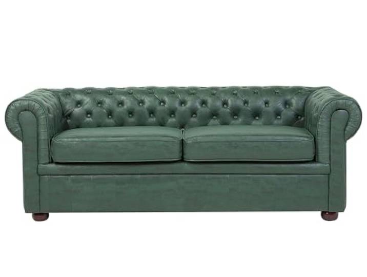 Klassisches Chesterfield Sofa 3er-Sitzer in Leder-Optik grün Chesterfield
