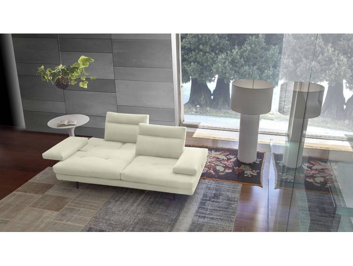 3,5-Sitzer CALIA ITALIA TOBY WING Maxi, 231 cm breit, Designsofa, Leder, kurze Lieferzeit , weiß (bianco antares), Sofas, B/H/T: 231cm x 90cm x 113cm, Leder ANTARES,mit Sitztiefenverstellung,mit Armlehnenverstellung, Leder ANTARES (100% Leder), 3 5-Sitzer, inkl. Sitztiefenverstellung und Armteilfunktion, Füße in Schwarz matt, B:231cm H:90cm T:113cm