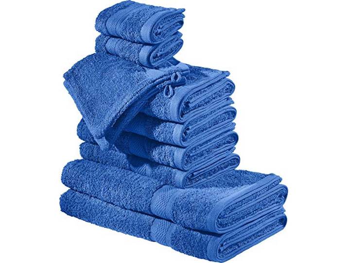 REDBEST Frottier-Set 10-TLG. Chicago Royalblau Größe - Handtuch, Duschtuch, Gästetuch, Waschhandschuh - saugstark, strapazierfähig, ideal für Reisen, Sport