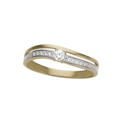 Goldring FIRETTI "Schmuck Geschenk Gold 333 bicolor, mehrreihige Optik" Gr. 16, weiß (gelbgoldfarben, weißgoldfarben, kristallweiß), Fingerringe, Damen, 16, Gelbgold 333, 2mm, Goldring, mit Zirkonia (synth.)