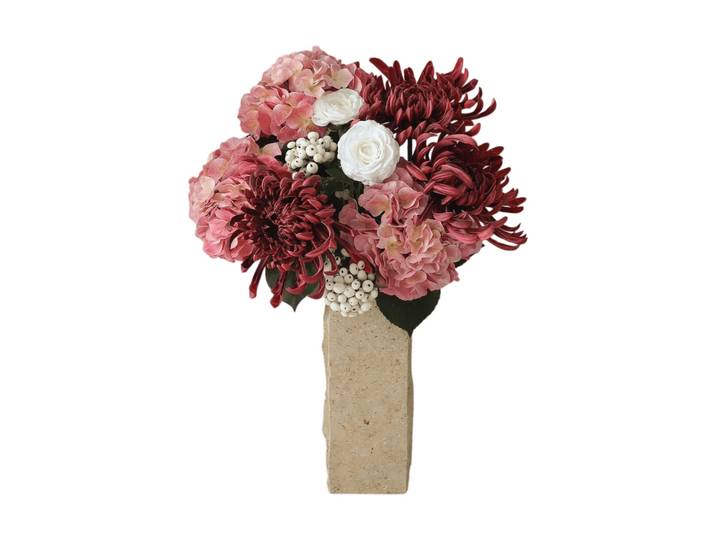 Botané Bouquet artificiel Rose Reverie Hortensia, chrysanthème-araignée, renoncule, 77 cm