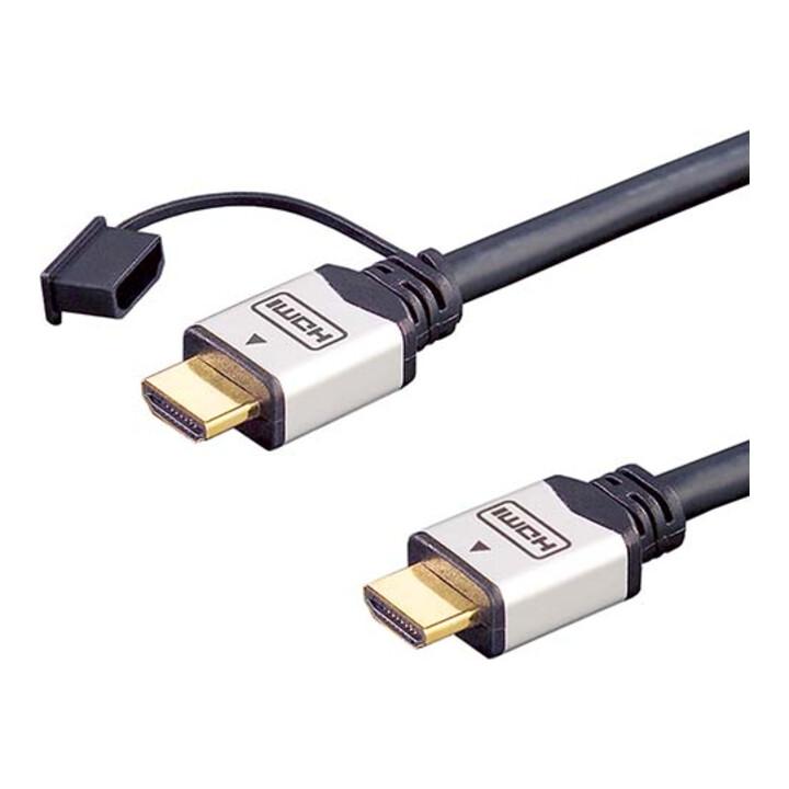 E+P Elektrik HDMI High-Speed-Kabel Ethernet,2m,si/sw HDMI401 (8708250)