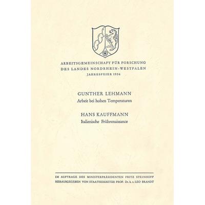 Arbeit bei hohen Temperaturen. Italienische Frührenaissance, Taschenbuch von Gunther Lehmann, VS Verlag für Sozialwissenschaften, 978-3-663-03088-1