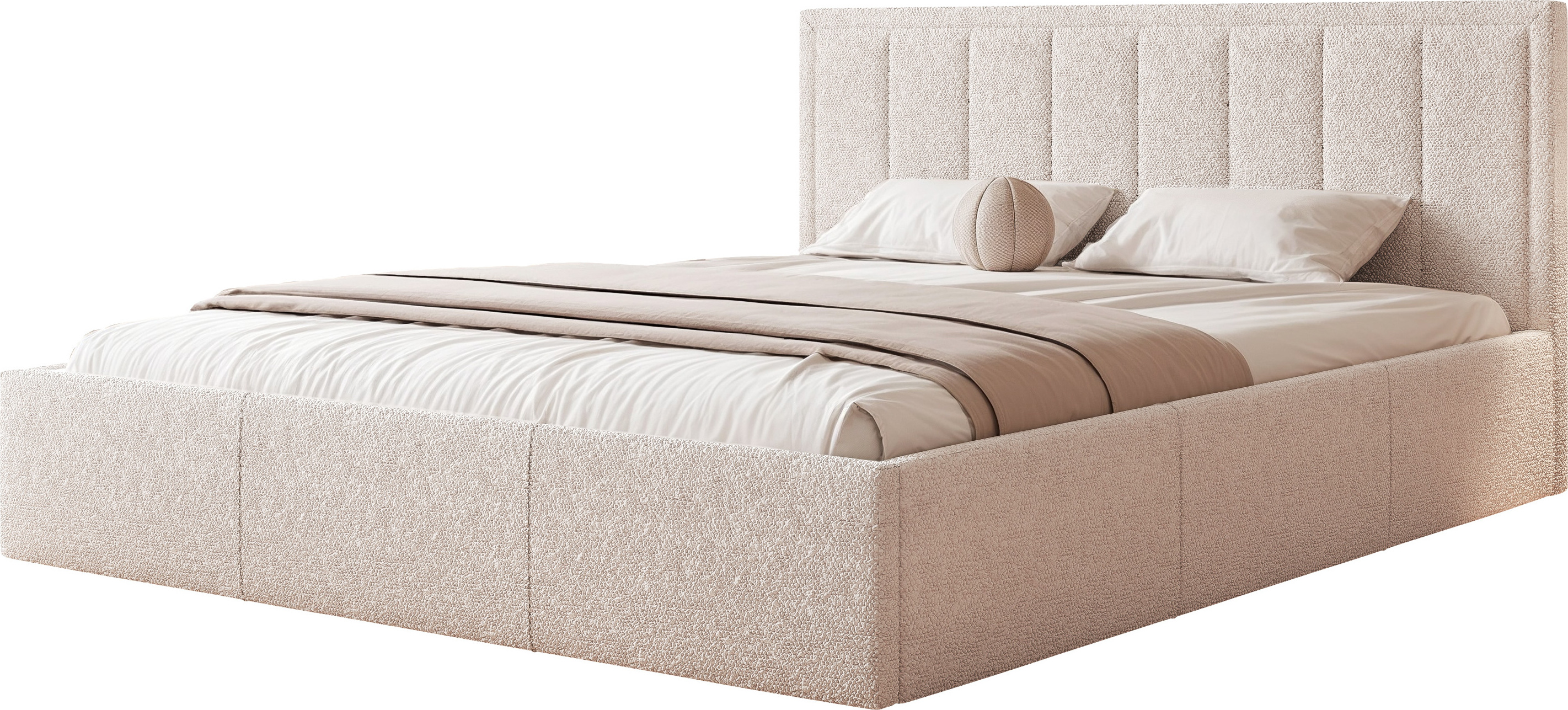 Polsterbett MOON 80x200 mit Metalllattenrost - Bequemes Bett - Perle - Ascot Perle