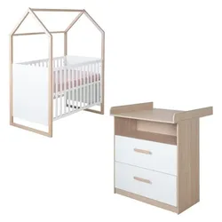 Roba, Komplett-Babyzimmer, 2-teiliges Babyzimmer „Cabane“ (Babybett, Wickelkommode)