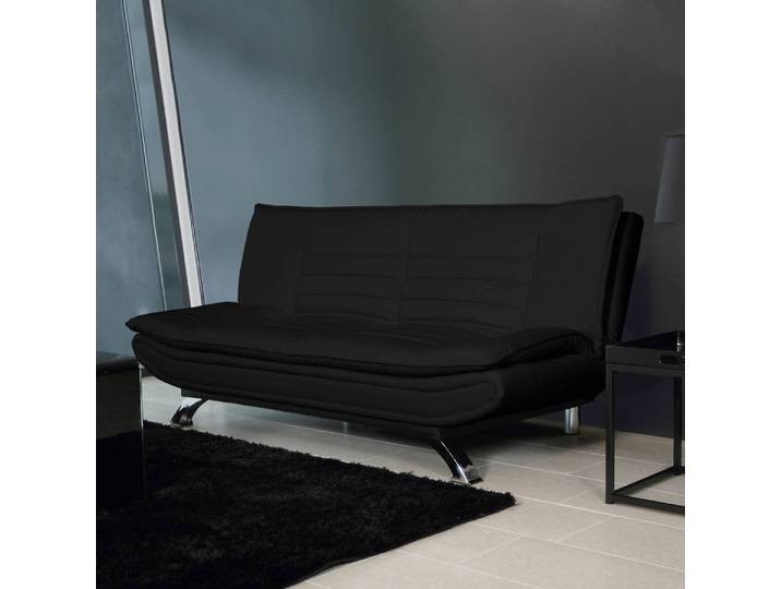 Canapé convertible Faith Noir/Noir Cuir synthétique Leska 196 x 91 x 102cm Moderne