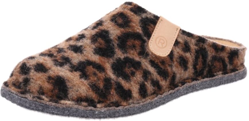 Pantoffel ROHDE "CALMYS N15", Damen, Gr. 39, Filz, braun (braun leo), Schuhe Pantoffel, Clog, Hausschuh, Homeslipper, Filz in melierter Optik