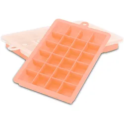 Intirilife 2x Eiswürfelformen in PINK - 2er Set à 24 Fächer Eiswürfel Silikonformen mit Deckel - 18 x 13 x 2.5