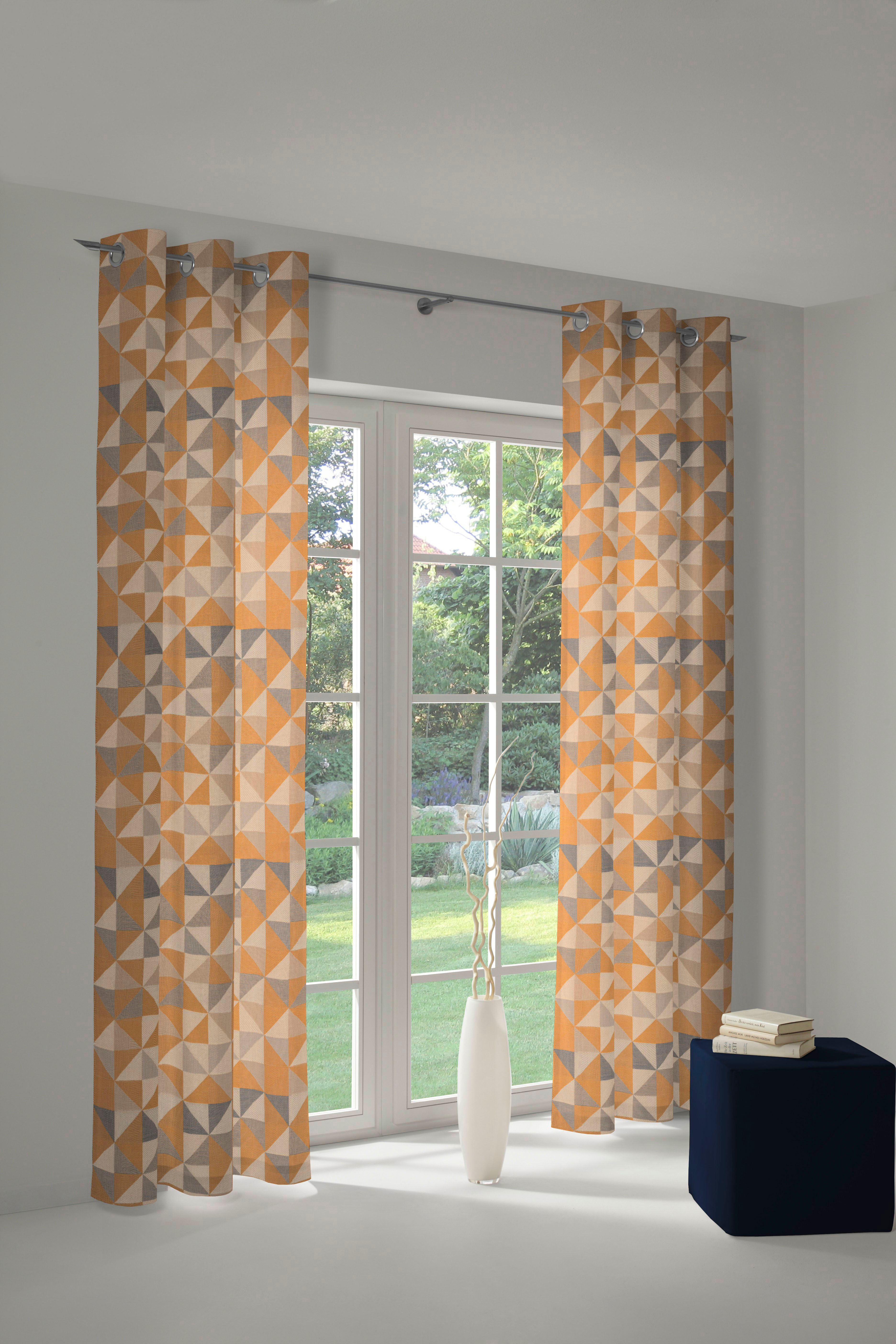 Vorhang ADAM "Bio Bel" Gr. 3, gelb (curry), B:145cm H:225cm, Jacquard, Baumwolle (Bio-Baumwolle), Gardinen, Vorhang, aus 100% Bio-Baumwolle curry 225cm, Ösen, 145cm